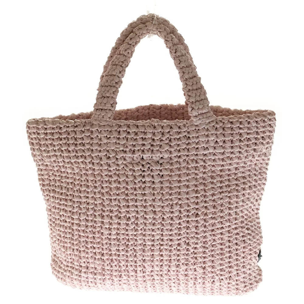 Prada Crochet Raffia Tote Pink Bag Basket Handbag